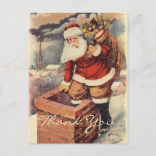 Carte Postale Merci pour un Noël vintage