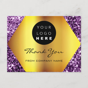 Carte Postale Merci pour votre achat Logo Gold Purple