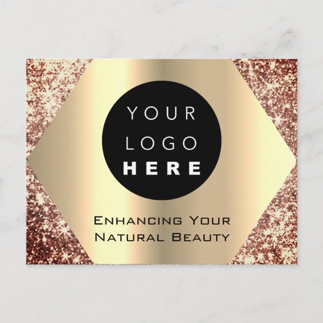 Carte Postale Merci pour votre achat rose Gold (Devant)