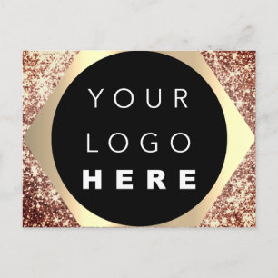 Carte Postale Merci pour votre achat rose logo Gold