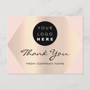 Carte Postale Merci Pour Votre Achat Rose Logo Or