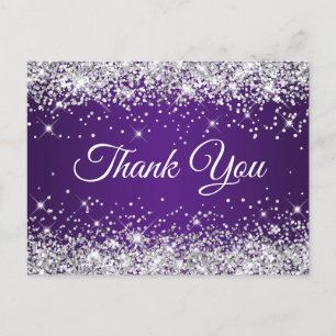 Carte Postale Merci pour votre anniversaire royal violet Paillet