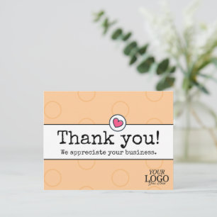 Carte Postale Merci pour votre entreprise Élégante pêche avec cœ