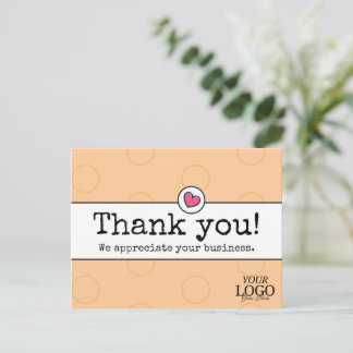 Carte Postale Merci pour votre entreprise Élégante pêche avec cœ