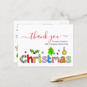 Carte Postale Merci Pour Votre Entreprise Noël