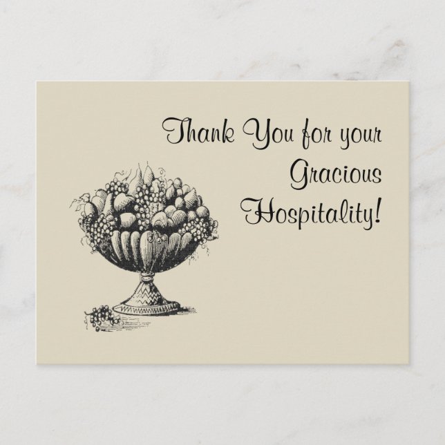 Carte Postale Merci pour votre Gracious Hospitality ! (Devant)