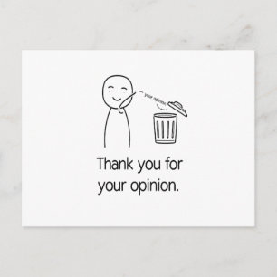 Carte Postale Merci pour votre opinion — Poubelle de déchets drô