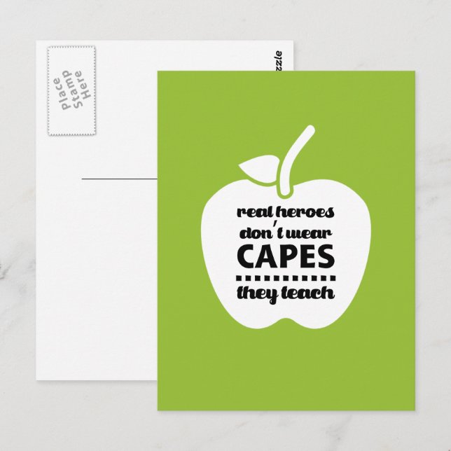 Carte Postale Merci, professeur. Citation d'enseignement (Devant / Derrière)