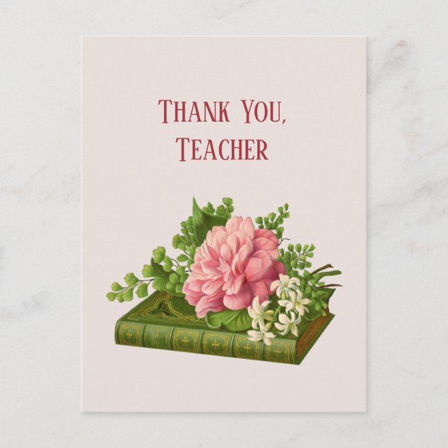 Carte Postale Merci Professeur, Image Vintage de Pivoine sur Liv (Devant)