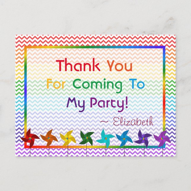 Carte postale Merci Rainbow Bird Pinwheel (Devant)