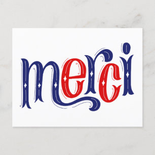 Carte Postale Merci, remerciement français