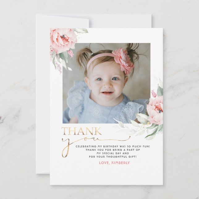 Carte postale Merci rose Floral (Devant)