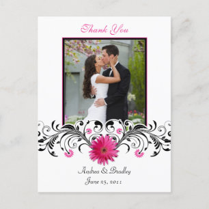 Carte postale Merci rose Gerbera Daisy