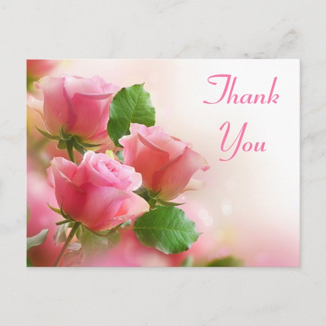 Carte Postale Merci rose rose Fleur Blank Floral Post Card (Devant)