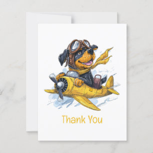 Carte Postale Merci Rottweiler Chien Pilote Avion
