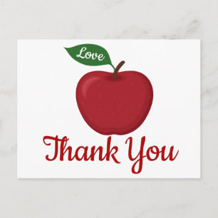 Carte Postale Merci rouge Bourgogne Pomme Rustique Mariage Party