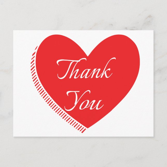 Carte Postale Merci Rouge Et Blanc Coeur Amour (Devant)