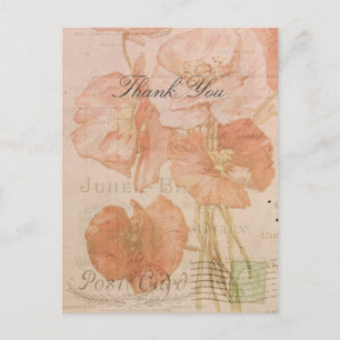 Carte Postale Merci Rouge rose pies Style Vintage Collage