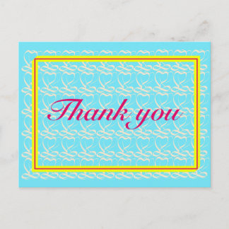 Carte Postale Merci ~ruban coeur bleu clair~