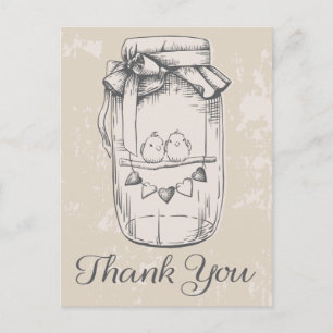 Carte Postale Merci rustique Mason Jar Lovebirds Tan Mariage