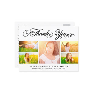 Carte Postale Merci Script élégant 5 Multi Photo Graduation