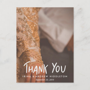 Carte Postale Merci Script Rustique Kraft Mariage de papier phot