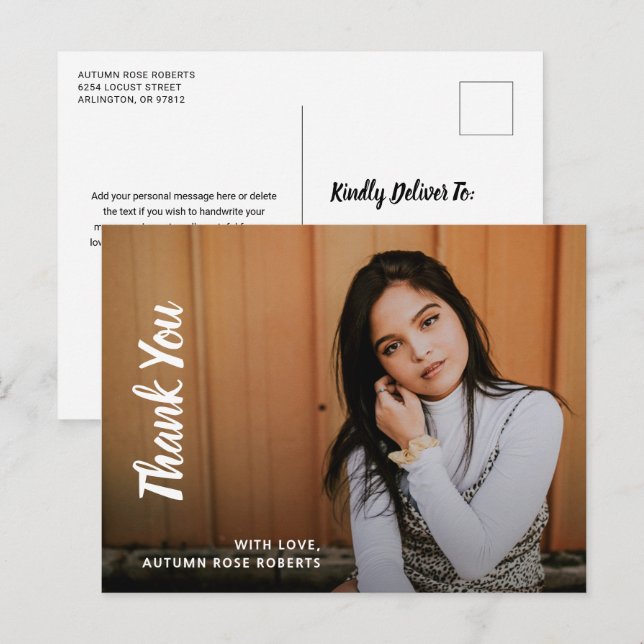 Carte Postale Merci simple photo moderne de graduation (Devant / Derrière)