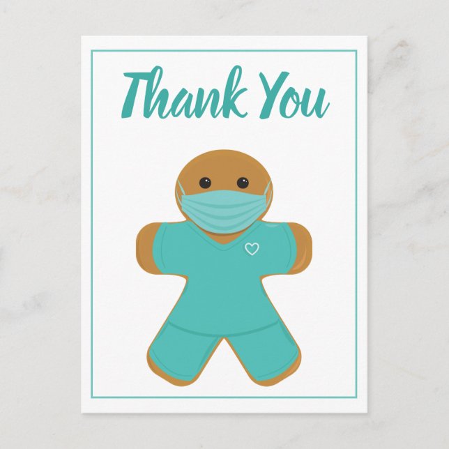 Carte Postale Merci Soins de santé Infirmière Docteur Gingerbrea (Devant)