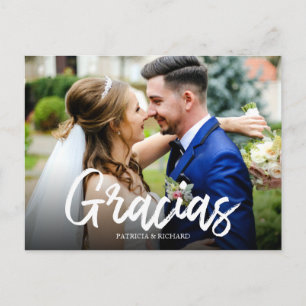 Carte Postale Merci Stylish Script Mariage Photo de remerciement