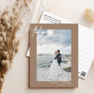 Carte Postale Merci Tan Simple À Lettres À La Main