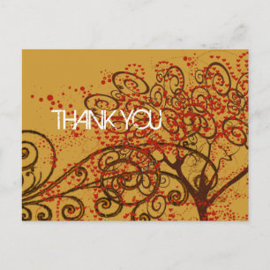 Carte Postale Merci - Tourbillons d'arbre avec les coeurs