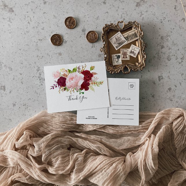 Carte Postale Merci tropical et romantique rouge (Créateur téléchargé)