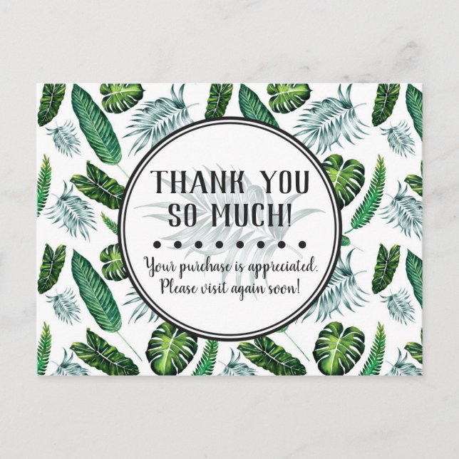 Carte Postale Merci Tropical Foliage Palm Feuilles et verdure (Devant)