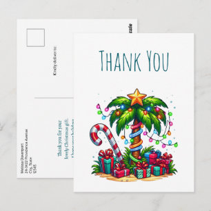 Carte Postale Merci tropique de palmier de Noël