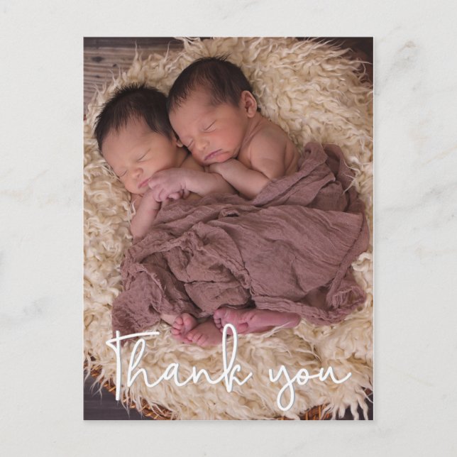 Carte Postale Merci Twin Faire-part de naissance vertical (Devant)
