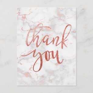 Carte Postale merci typographie sur marbre gris rose