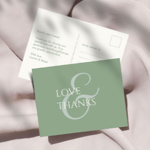 Carte Postale Merci vert Sage et ivoire non photo