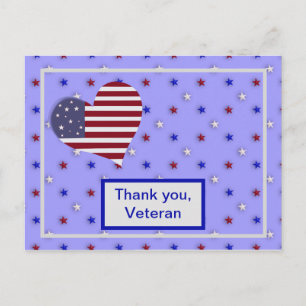 Carte Postale "Merci, Vétéran" Cœur Rouge Blanc et Bleu