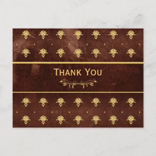 Carte Postale Merci Vintage Cuir Brown et or Damas
