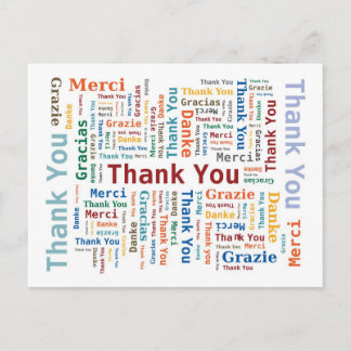 Carte Postale Merci Word Cloud en 5 langues
