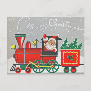 Carte Postale Mercredi Noël Vintage Train Rouge Noël Fêtes