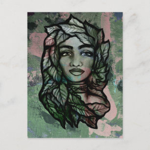 Carte Postale Mère Abstraite Terre Gaïa Goddess Sorcière verte