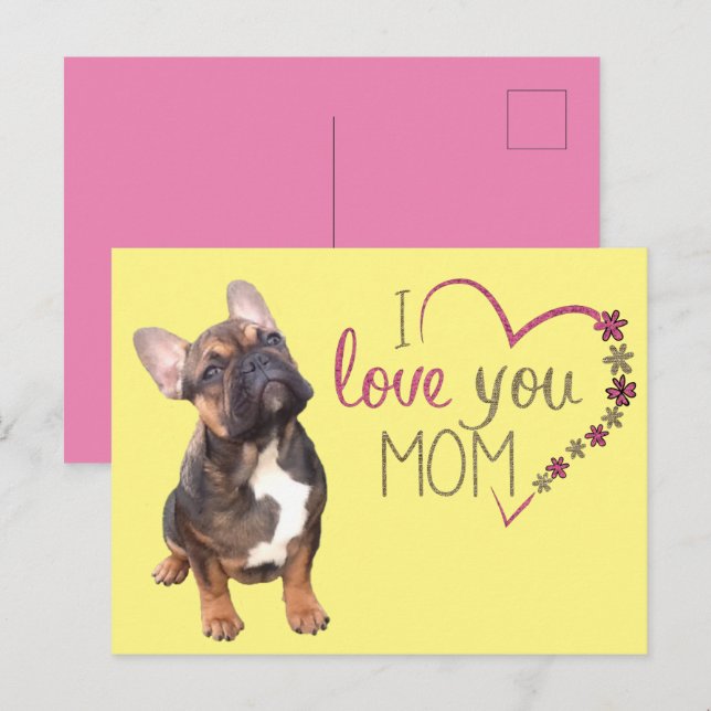 Carte Postale mère bouledogue français French Bulldog (Devant / Derrière)