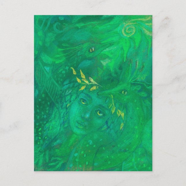 Carte Postale Mère des dragons Déesse Imaginaire Peinture surréa (Devant)