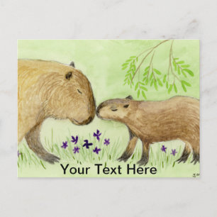 Carte Postale Mère et bébé Capybara