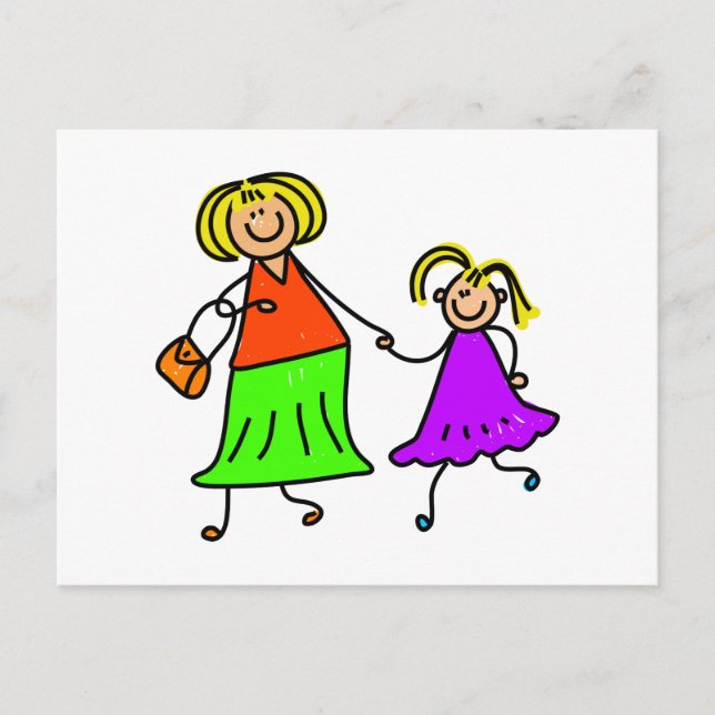 Carte Postale Mère Et Fille (Devant)