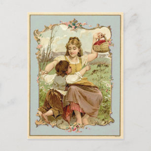 Carte Postale Mère et fils Reproduction Vintage