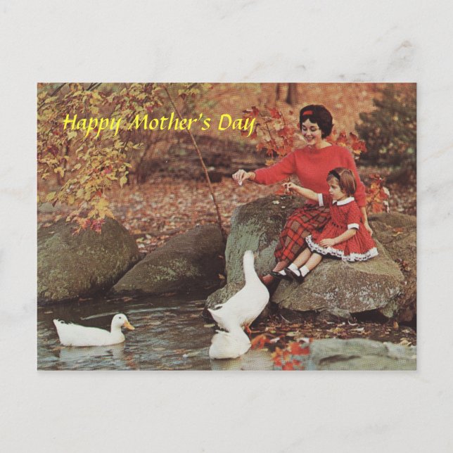 Carte postale Mère et Petite Fille des années 1960 (Devant)