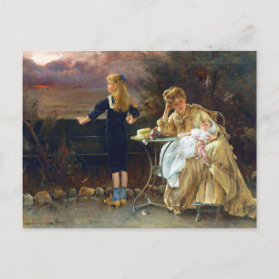 Carte Postale Mère et ses enfants par Alfred Stevens