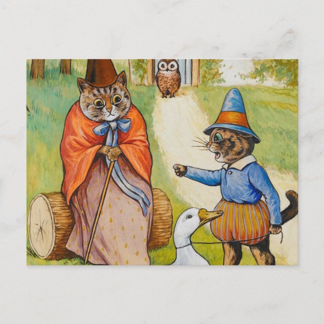 Carte Postale Mère Goose à la maison par Louis Wain (Devant)